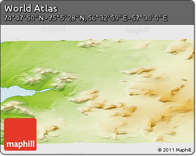 Physical 3D Map of the Area around 74° 56' 39" N, 57° 1' 29" E