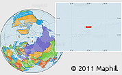 Political Location Map of the area around 74° 56' 39" N, 57° 1' 29" E