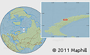 Savanna Style Location Map of the area around 74° 56' 39" N, 57° 1' 29" E, hill shading