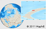Shaded Relief Location Map of the area around 74° 56' 39" N, 57° 1' 29" E