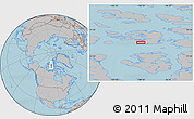 Gray Location Map of the area around 75° 12' 23" N, 100° 13' 29" W, hill shading