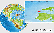 Physical Location Map of the area around 75° 12' 23" N, 124° 1' 30" W