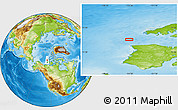 Physical Location Map of the area around 75° 12' 23" N, 124° 52' 30" W