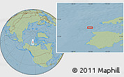 Savanna Style Location Map of the area around 75° 12' 23" N, 124° 52' 30" W, hill shading