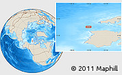 Shaded Relief Location Map of the area around 75° 12' 23" N, 124° 52' 30" W