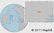 Gray Location Map of the area around 75° 12' 23" N, 32° 13' 30" W, hill shading
