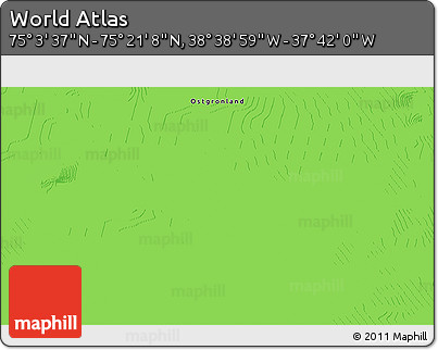 Political 3D Map of the Area around 75° 12' 23" N, 38° 10' 29" W