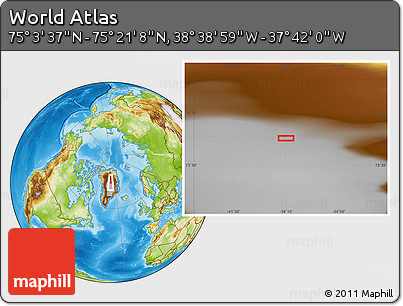 Physical Location Map of the Area around 75° 12' 23" N, 38° 10' 29" W
