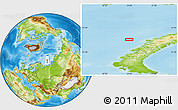 Physical Location Map of the area around 75° 12' 23" N, 53° 37' 30" E