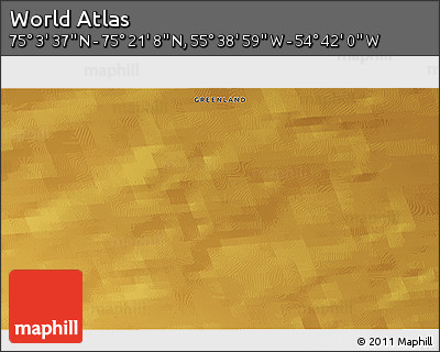 Physical 3D Map of the Area around 75° 12' 23" N, 55° 10' 29" W