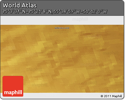Physical 3D Map of the Area around 75° 12' 23" N, 55° 10' 29" W