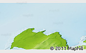 Physical 3D Map of the area around 75° 12' 23" N, 56° 10' 29" E