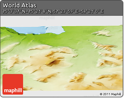 Physical 3D Map of the Area around 75° 12' 23" N, 57° 52' 30" E