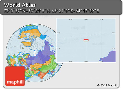 Political Location Map of the Area around 75° 12' 23" N, 63° 49' 30" E