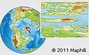 Physical Location Map of the area around 75° 12' 23" N, 83° 13' 29" W