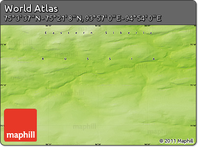 Physical Map of the Area around 75° 12' 23" N, 94° 25' 30" E