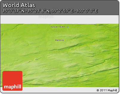 Physical 3D Map of the Area around 75° 12' 23" N, 99° 31' 30" E