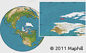 Satellite Location Map of the area around 75° 28' 0" N, 122° 19' 29" W