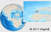 Shaded Relief Location Map of the area around 75° 28' 0" N, 122° 19' 29" W