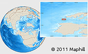 Shaded Relief Location Map of the area around 75° 28' 0" N, 123° 10' 30" W