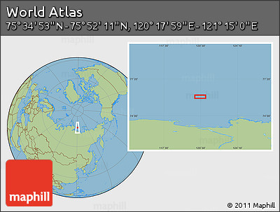 Savanna Style Location Map of the Area around 75° 43' 32" N, 120° 46' 30" E