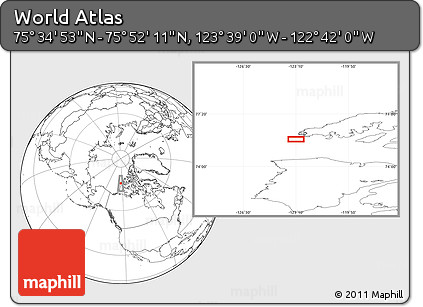 Blank Location Map of the Area around 75° 43' 32" N, 123° 10' 30" W
