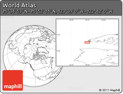 Blank Location Map of the Area around 75° 43' 32" N, 123° 10' 30" W