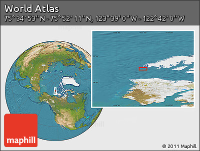 Satellite Location Map of the Area around 75° 43' 32" N, 123° 10' 30" W