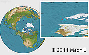 Satellite Location Map of the area around 75° 43' 32" N, 123° 10' 30" W