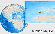 Shaded Relief Location Map of the area around 75° 43' 32" N, 123° 10' 30" W