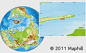 Physical Location Map of the area around 75° 43' 32" N, 65° 31' 30" E