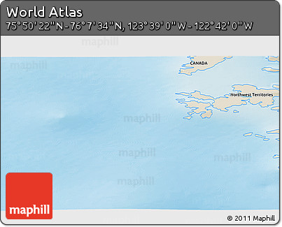 Shaded Relief 3D Map of the Area around 75° 58' 58" N, 123° 10' 30" W