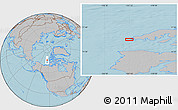 Gray Location Map of the area around 75° 58' 58" N, 123° 10' 30" W, hill shading