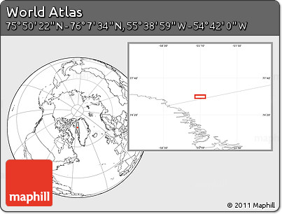 Blank Location Map of the Area around 75° 58' 58" N, 55° 10' 29" W