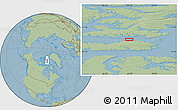 Savanna Style Location Map of the area around 75° 58' 58" N, 83° 13' 29" W, hill shading