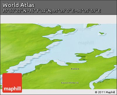 Physical 3D Map of the Area around 75° 58' 58" N, 96° 7' 30" E