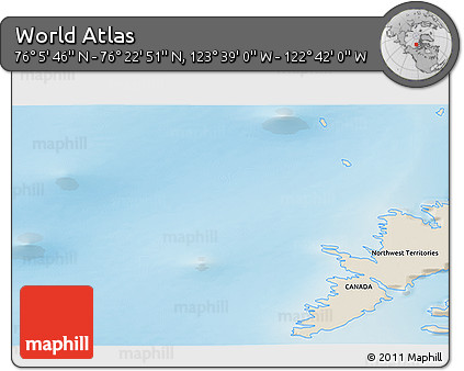 Shaded Relief 3D Map of the Area around 76° 14' 18" N, 123° 10' 30" W
