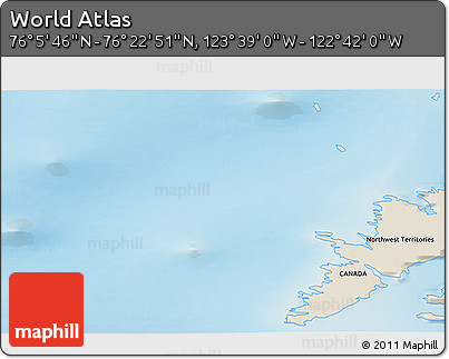 Shaded Relief 3D Map of the Area around 76° 14' 18" N, 123° 10' 30" W
