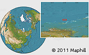 Satellite Location Map of the area around 76° 14' 18" N, 127° 34' 30" E