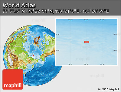 Physical Location Map of the Area around 76° 14' 18" N, 159° 52' 30" E