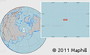 Gray Location Map of the area around 76° 14' 18" N, 164° 58' 29" E, hill shading