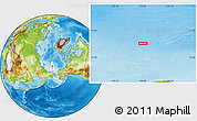 Physical Location Map of the area around 76° 14' 18" N, 178° 34' 29" E
