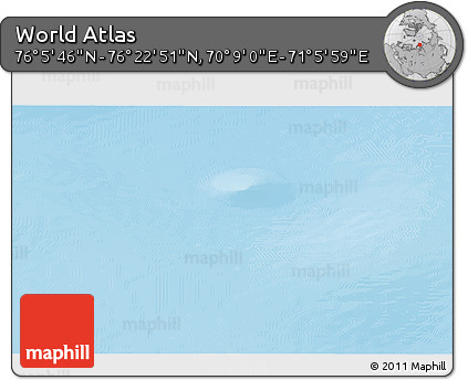 Physical 3D Map of the Area around 76° 14' 18" N, 70° 37' 30" E
