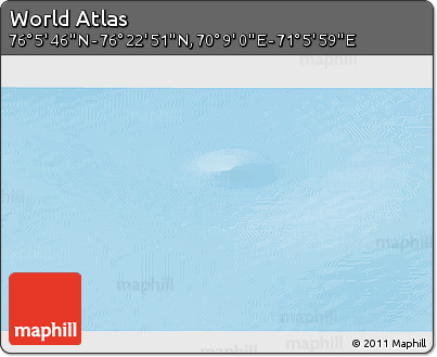 Physical 3D Map of the Area around 76° 14' 18" N, 70° 37' 30" E