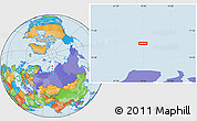 Political Location Map of the area around 76° 14' 18" N, 70° 37' 30" E