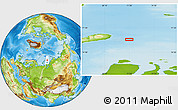 Physical Location Map of the area around 76° 14' 18" N, 71° 28' 29" E