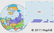 Political Location Map of the area around 76° 14' 18" N, 71° 28' 29" E