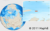 Shaded Relief Location Map of the area around 76° 14' 18" N, 71° 28' 29" E