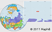 Political Location Map of the area around 76° 14' 18" N, 73° 10' 30" E