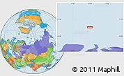 Political Location Map of the area around 76° 14' 18" N, 74° 1' 30" E